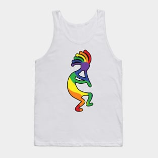 Fun, Whimsical Rainbow Pride Kokopelli Legend Tank Top